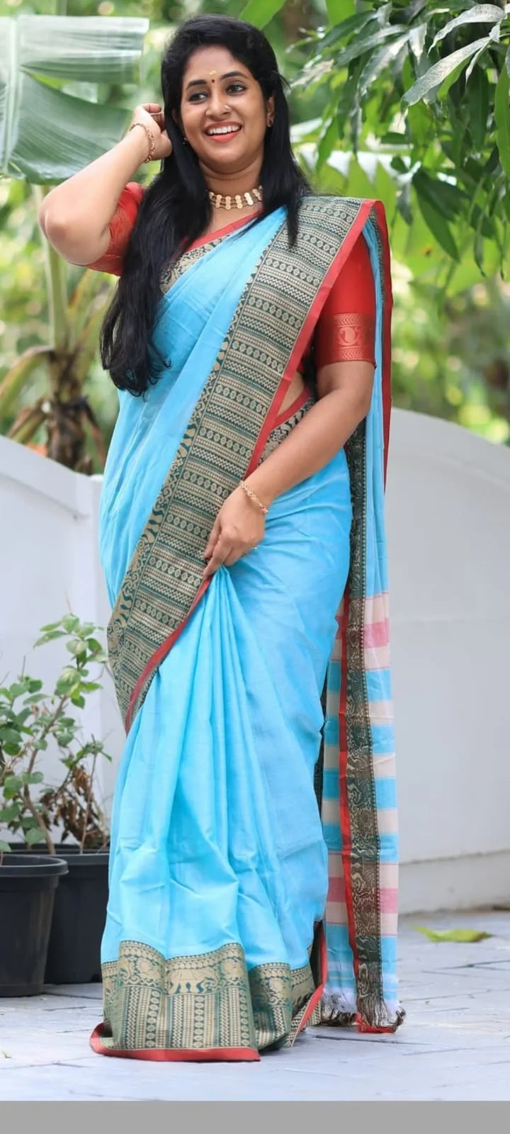Small Elephant Border Narayanpeth Preetika  Cotton Saree
